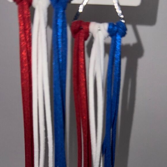 Patriotic Red, White, and Blue Tassel Earrings - Picture 3 of 3